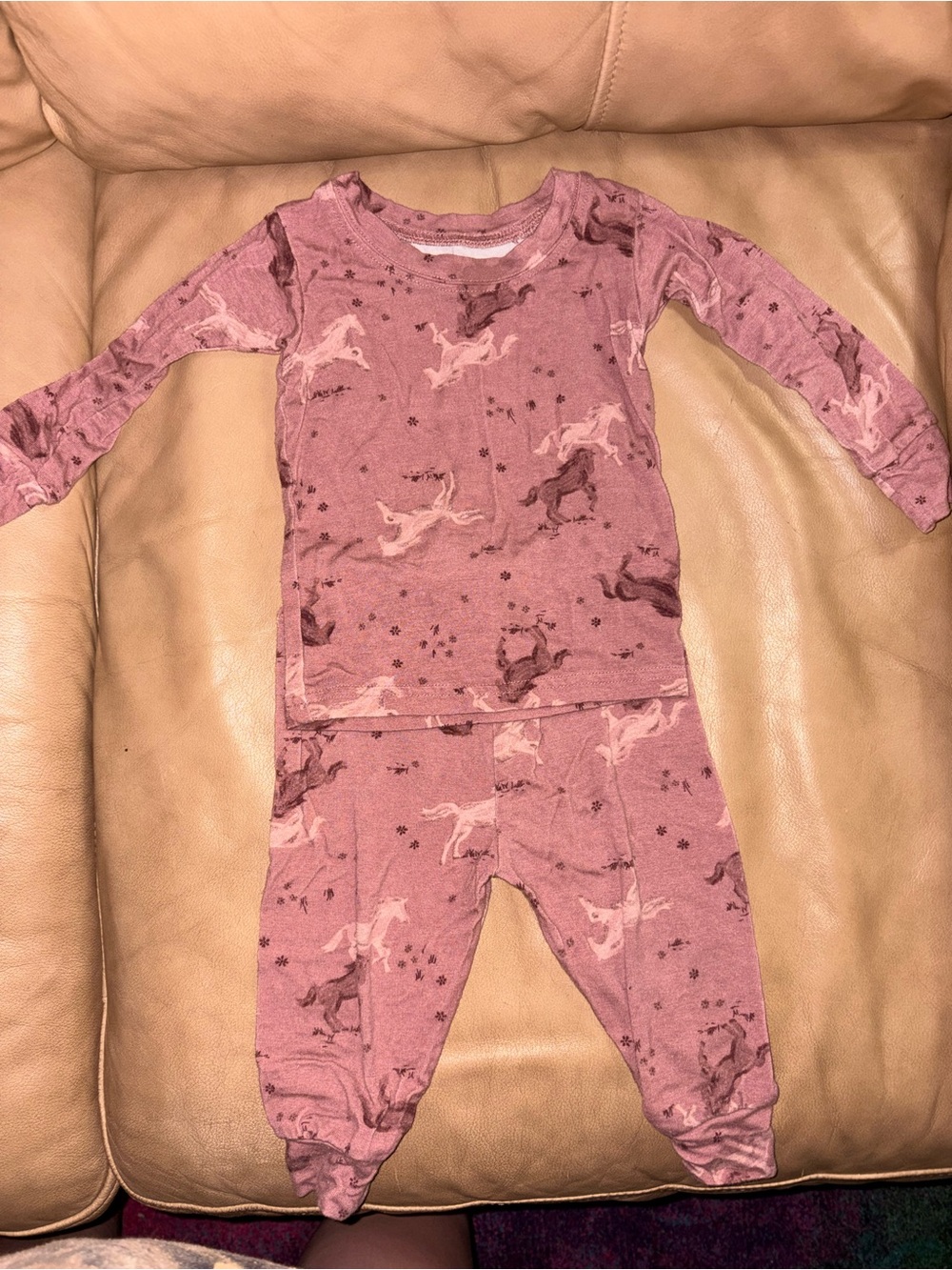 Girls' Pink Horse Print Pajama Set